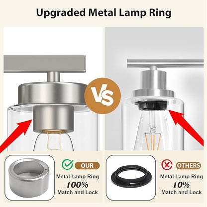 IZORRO Modern Bathroom Light Fixtures, 3 Light Brushed Nickel Vanity Lights, Bathroom Lighting Fixtures Over Mirror with Clear Glass for Living Room Cabinet Bedroom