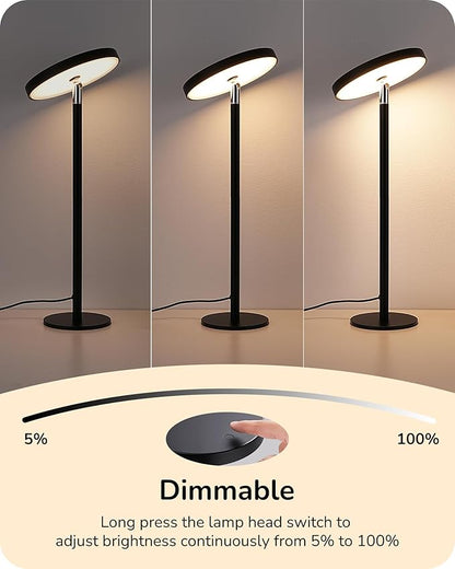 EDISHINE LED Table Lamp with 2 Adjustable Height, 5%-100% Dimmable & 3 Color Temperature, Touch Control, Modern Desk Lamp for Home Office, Living Room, Black