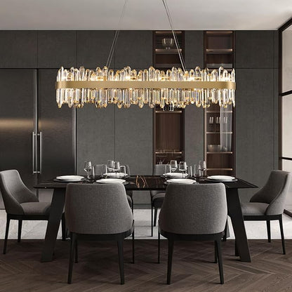 Gold Oval Crystal Chandelier L45.3 inch, 24-Lights Gold Chandeliers Modern Crystal Chandelier Pendant Light Fixture G9 Lights Pendant Ceiling Light for Dining Living Room Kitchen Island