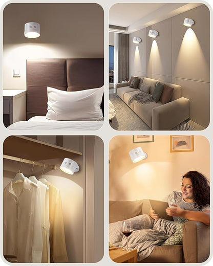 Battery Operated Wall Sconces 4 Pack, Rechargeable Wall Sconce with Remote Control, 3 Color Temp & 3 RGB & Dimmable, Cordless Wall Mount Llight for Hallway, Bedroom, White W02YBP406