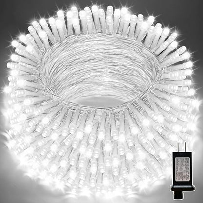 LAMPHOME 33ft Christmas Decorative Mini Lights, 100 LED Transparent Wire Fairy Starry String Lights Plug in, 16 Lighting Modes, for Indoor Outdoor Xmas Tree Wedding Party Decoration (White)