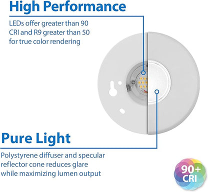 SureFit(v3) LED Flush Mount Ceiling Light, 5000K with Round White Trim (DLF301205KWH)