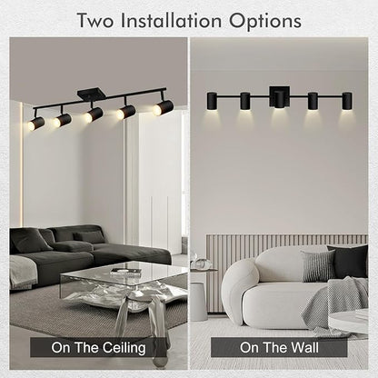 AUQUEE 5 Light Track Lighting Fixtures Ceiling, Matte Black Kichen Track Lighting, Rotatable Light Heads, Adjustable Modern LED Track Lights for Kitchen/Living Room/Hallway/Bar,GU10 Bulb Not Included