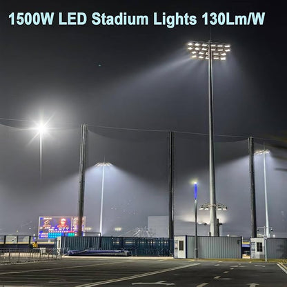 1500W LED Stadium Light 195000LM Super Bright Outdoor Flood Light 6500K Daylight Commercial Arena Lighting 100-277V IP67 Waterproof Adjustable Angle for Sport Fields, Courts