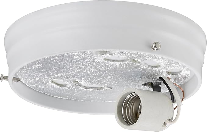 Aspen Creative 22106-03-1, Flush Mount Ceiling Fixture Shade Holder Kit in Matte White Finish 6-1/4" Fitter, 6-3/4" Diameter x 1-1/2" Height