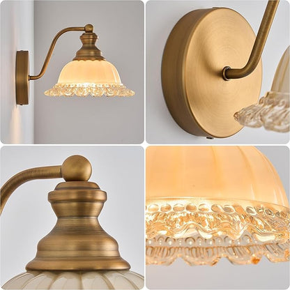 XIEDUN Vanity Light Brass Wall Sconces Vintage 1-Light Bathroom Sconces