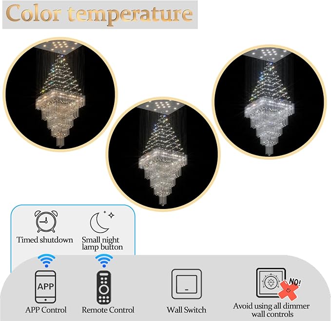 Flashing God D40''X H80'' High Ceiling Chandelier Crystal Raindrop Chandeliers Staircase Large Chandelier Villa Entrance Foyer Ceiling Light High Ceiling Pendant Light Fixture
