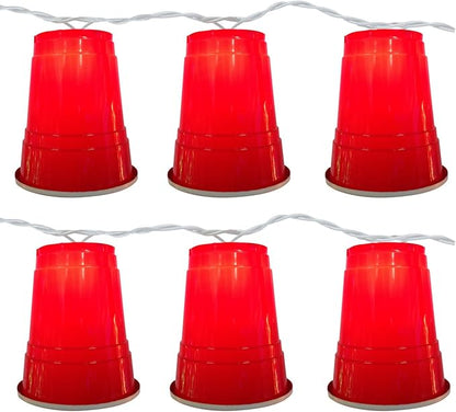 Brite Star 11ft Red Party Cup String Light Set - Christmas Party Decor, College Graduation Party, Dorm Beer Pong - 10 Lights, Novelty String Lights Room Decor