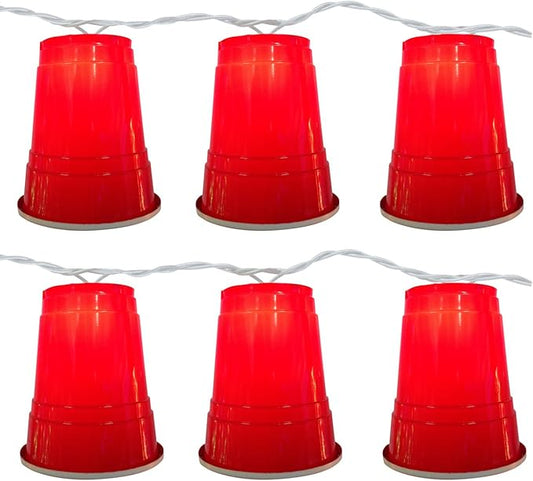 Brite Star 11ft Red Party Cup String Light Set - Christmas Party Decor, College Graduation Party, Dorm Beer Pong - 10 Lights, Novelty String Lights Room Decor