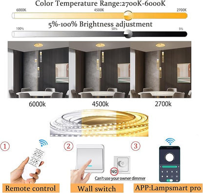 Dimmable 3-Light Pendant Lights Kitchen Island Crystal Hanging Light Modern Ceiling Light for Dinning Room Living Room 24W Gold