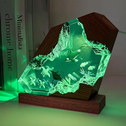 Epoxy Orca Ocean Resin Lamp, Handmade Resin Night Light with USB Port, Multi-Color LED Light, Ideal Home Bedroom Decor, Marine Biology Gifts for Birthday, Unique Orca Gifts for Men and Women (10"x6")