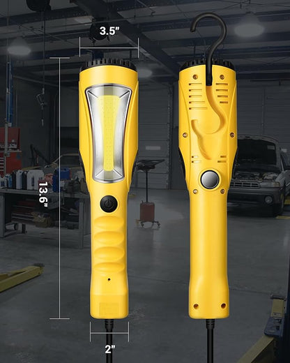 DEWENWILS 25ft COB LED Work Light, 1200LM LED Trouble Light, Extra Long Handheld Corded Work Lights with Strong Magnet, Swivel Hook, ETL Listed