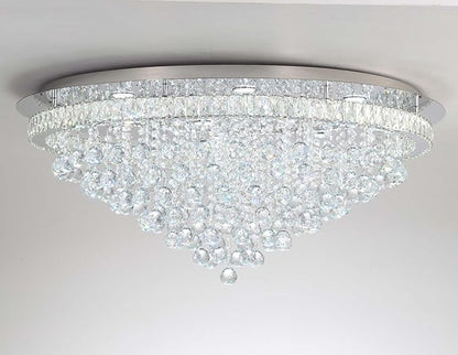 Dia 40" Modern Crystal Chandeliers for Living Room,Silver Large Chandelier Flush Mount Chandeliers for Bedrooms Dining Room Dimmable 2700k 4500k 6000k