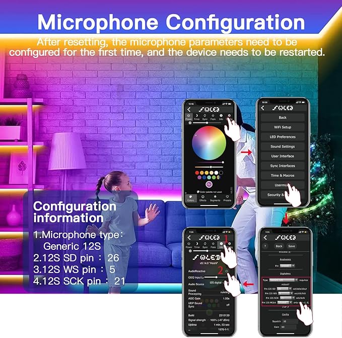 GLEDOPTO ESP32 WLED LED Controller with Mic Microphone DIY Lighting Music Dynamic Modes for WS2811 WS2812 SK6812 TM1814 WS2813 WS2815 Addressable FCOB LED Strip Lights