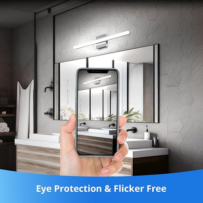 Combuh Modern Bathroom Vanity Light Fixtures Above Mirror Soft Shadow Free Wall Lamp, LED 14W 24 Inch Long Lamp Bars 3CCT Dimmable Chrome Sink Restroom Lighting Lámparas Luces para Baños Sobre Espejo
