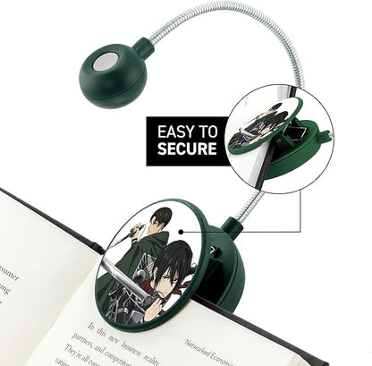 WITHit Clip On Book Light – Dimmable LED Reading Light for Books and eBooks, Reduced Glare, Portable, Cute Bookmark Light for Kids & Adults, Batteries Included (Levi/Mikusa, Attack on Titan)