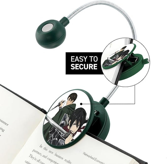 WITHit Clip On Book Light – Dimmable LED Reading Light for Books and eBooks, Reduced Glare, Portable, Cute Bookmark Light for Kids & Adults, Batteries Included (Levi/Mikusa, Attack on Titan)