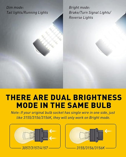 AUXITO 3157 LED Bulbs Reverse Lights, Super Bright 3056 3156 3057 4157 LED Bulbs with Projector for Reverse Back Up Lights Tail Brake Signal Parking License Plate Lights, 6000K White