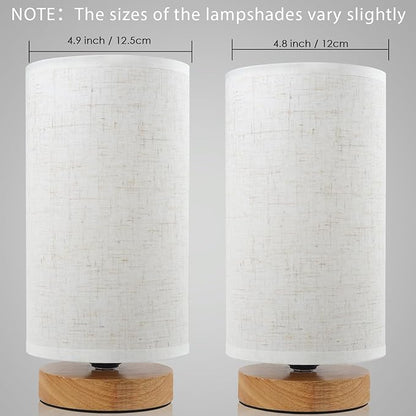Minimalist Bedside Table Lamps for Bedrooms Set of 2, 3 Color Temperature Bedside Lamps with Round Fabric Linen Shade,Small Desk Lamp Night Nightstand Lamp Set for Living Room, Reading ,Office