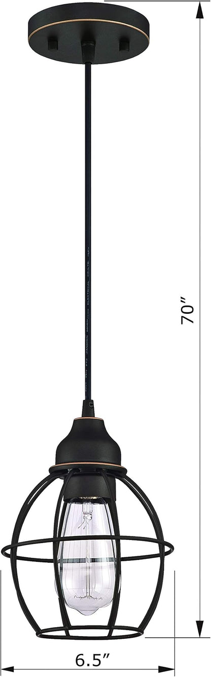 WISBEAM Oil Rubbed Bronze Kitchen Island Pendant Lighting Fixture, Cage Hanging Pendant Lights with E26 Medium Base Max. 60 Watts, Bulbs not Included, 2-Pack