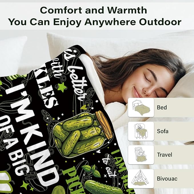 Pickle Blanket Gifts for Pickle Lovers, Pickles Birthday Gifts for Women, Friend, Girl, Soft Warm Blanket for Pickles Lovers, Gift for Couch Sofa Gifts for Christmas Thanksgiving Day 50x60in