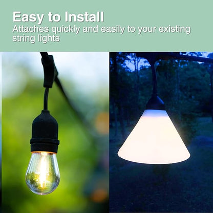Off White Light Covers for Outdoor Lights – 8 Pack LED Lite Covers Decorative for String Lights – Outdoor Lights Bulb Cover Shades – Patio, Garden, Backyard Party Lighting