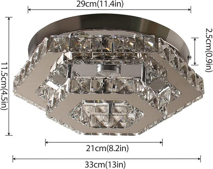 Modern LED Chandelier Flush Mount Ceiling Light Fixture Crystal Chandeliers for Living Room Bedroom Dining Kitchen (6500K Cool White)
