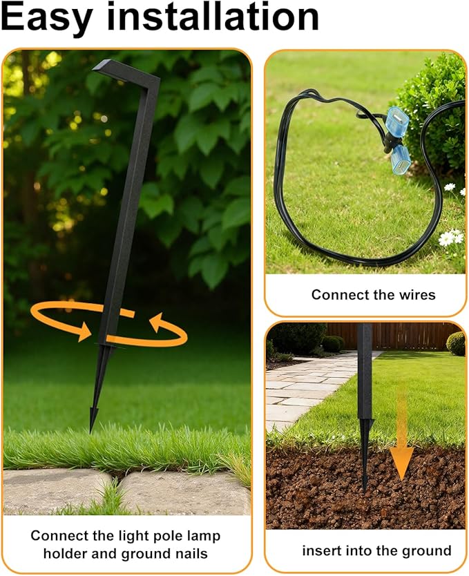 Low Voltage Pathway Lights, 4.5W LED Landscape Lighting, 4000K, 9-15V AC/DC, IP65 Waterproof, Aluminum, Black, 6 Pack