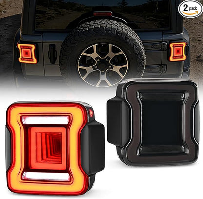 Nilight JL Tail Light LED Smoked Lens White Lights Back Up Reverse Red Running Brake Stop Turn Signals DOT APPROVED Taillight Compatible With 2018-2026 Jeep Wrangler