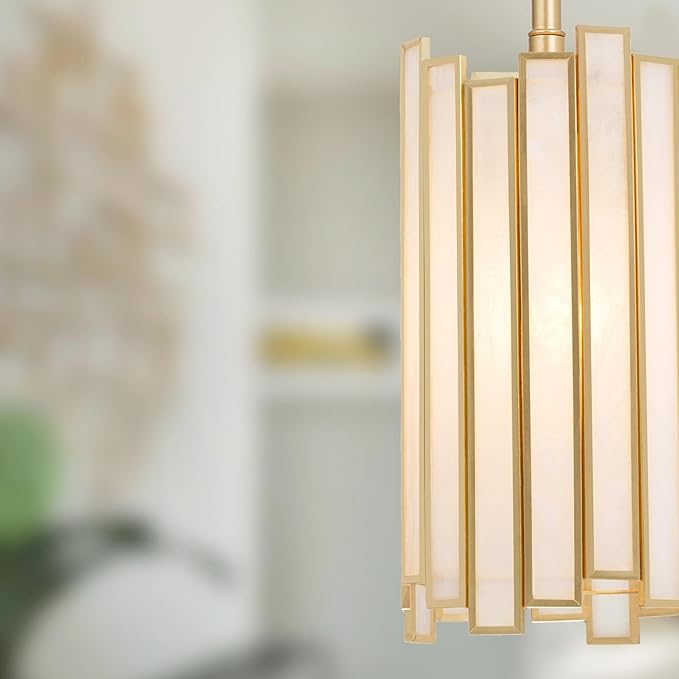 KSANA Gold Pendant Lights Kitchen Island, Kitchen Pendant Lighting Over Island with Cream Glass Shade, Modern Gold Pendant Light Fixtures for Dining Table, Bedside, Tableside, Hallway, 4.3''D x 18''H