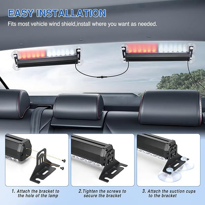Nilight 24LED Emergency Strobe Traffic Advisor Light Bar 2 in 1 Red White Dash Warning Safety Flashing Lights Front/Rear Windshield Construction Lights for Trucks Cars Plow Police Firefighter Vehicles