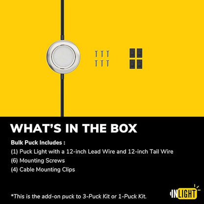 Getinlight LED Puck Lights, 2.75" Metal Housing, Wall-Dimmer Compatible, 2700K Warm White, Brushed Nickel Finish, Plug-in or Hardwired, ETL Listed, IN-0107-1-SN-27
