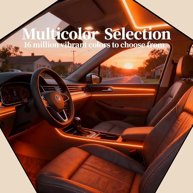 DIBMS APP Controlled RGB Car Interior Light Strip, 43.3 Inches Acrylic Auto Ambient Lighting Kit with Dreamcolor Chasing, Center Console Dashboard Lamps with APP Remote Control