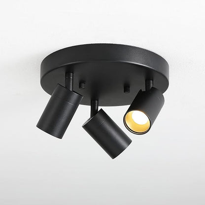 Shura - Round 3-Light Black Integrated LED Ceiling Light w/ Rotatable Heads, Adjustable Flush Mount Ceiling Light, 3000K, 1365 Lumens
