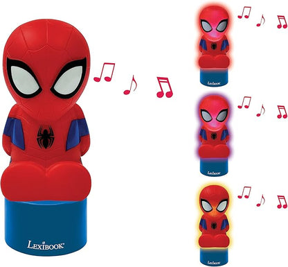 LEXiBOOK Spiderman, Nightlight and Speaker for Children's Room, Color Change, Soft Light, Battery Operated, Blue/Red, NS01SP
