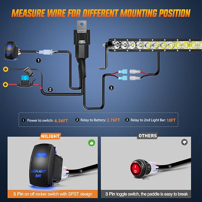 Nilight LED Light Bar 21inch 100W Spot Flood Combo Super Slim 9000LM Off Road 3D LED Driving Off Road Lights with Wiring Harness Kit-1 Lead for Trucks Pickup SUV ATV UTV Boat 4x4 Van Camper