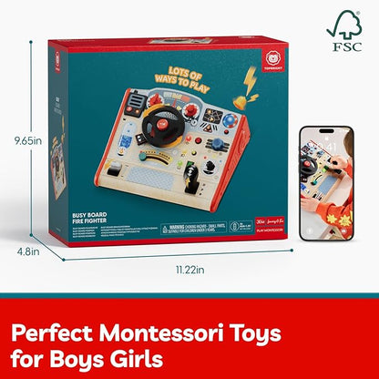 TOP BRIGHT Montessori Busy Board with LED Light, Sensory Toys with Sounds & Switches, Activity Board for Kids 3-5, Car Driving Toy for Toddler Boy, 3 Year Old Girl Boy Gifts for Birthday Christmas