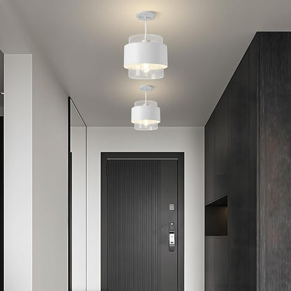 9.8" Modern Pendant Lights Kitchen Island, Industrial Pendant Lighting with Durable Metal Shades, Adjustable Hanging Light Fixtures for Kitchen Island Living Room Hallway,2 Pack
