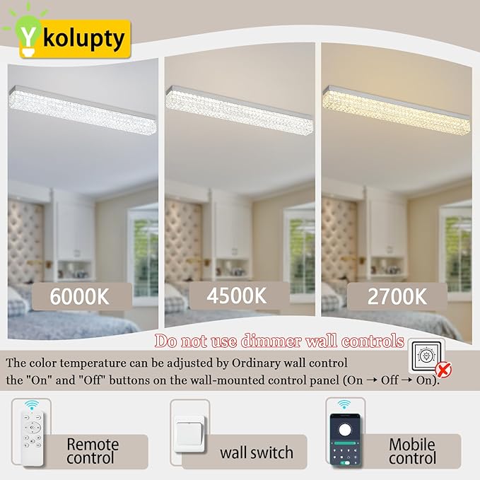 ykolupty L48 Rectangular Chandelier Flush Mount Rectangle Chandelier Modern K9 Crystal Chandeliers Light Fixture for Dining Room Bedroom Bar Silver Crystal Ceiling Lights