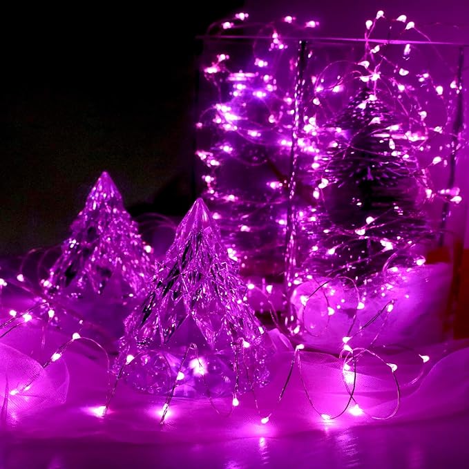 6 Pack Fairy Lights Battery Operated No Remote LED Starry String Lights 30 Micro Starry LEDs on 10ft Copper Wire Light for DIY Wedding Centerpiece Table Decorations (Pink)