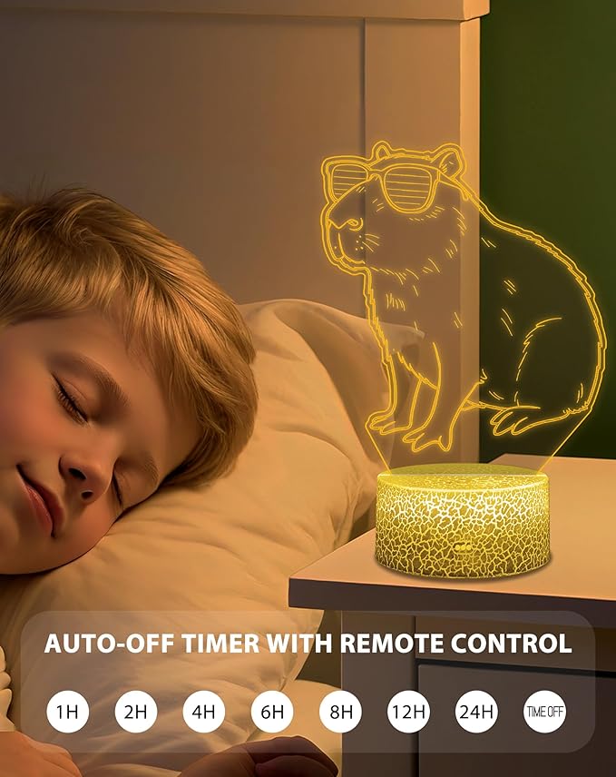 Capybara Night Light - Adorable Gift for Women, Teen Girls, Babies Decorate Kids' Bedroom with Cute Acrylic Capybara Nightlights - for Children and Toddlers