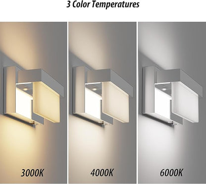 Battery Wall Sconce Chrome Wall Light with On/Off Switch 8 inch LED Wall Lamp Acrylic Lampshade 3CCT Sconce Wall Lighting