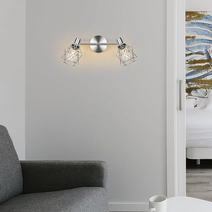 WILON Industrial Track Lighting Kit, 2 Light Modern Track Lighting Fixtures Brushed Nickel Flush Mount Ceiling Light Rotatable Light Head E26 Base Ceiling Spotlight for Kitchen Dining Room Hallway