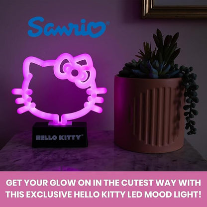 Silver Buffalo Sanrio Hello Kitty Neon LED Lamp Room Decor Mood Light, Battery Powered (Requires 2 AA Batteries - Not Included)