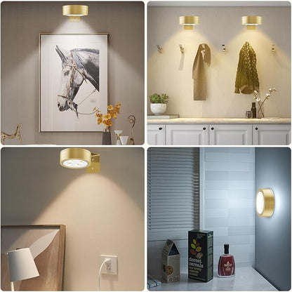 Picture Lights for Wall, 3 Lighting Modes Magnetic Art Display Light,Battery Operated Led Painting Light with Remote Control Dimmable & Timer,3Pack Gold
