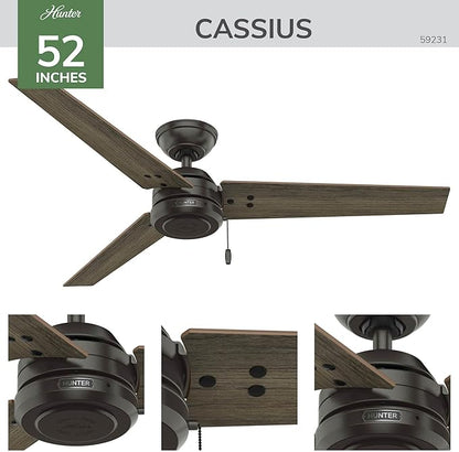 Hunter Cassius - Outdoor or Indoor Ceiling Fan No Light (Noble Bronze, 52 inch)