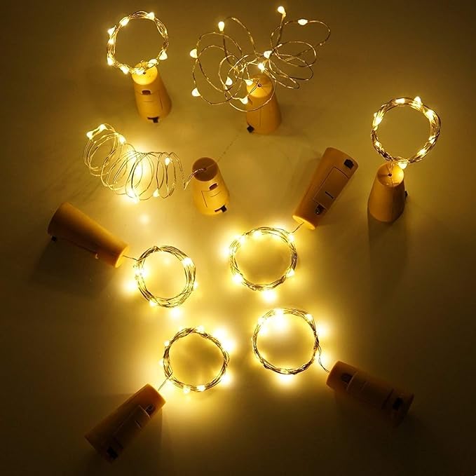 VOOKRY Wine Bottle Lights with Cork, 16 Pack 20LED Fairy Lights Battery Operated Mini Copper Wire Cork Lights for Liquor Bottles DIY Party Wedding Christmas Festival Bar Decoration(Warm White)