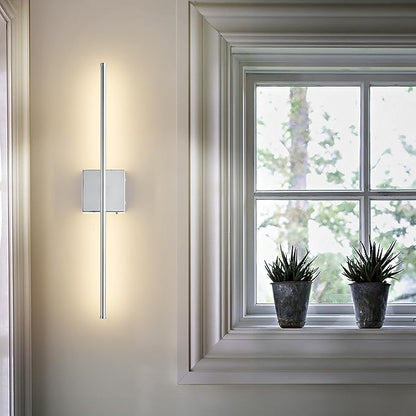 KARTOOSH Battery Operated Wall Sconces with Remote Control, Dimmable Wall Sconces Set of Two, 350°Rotate, 3000K LED Chrome Wireless Wall Light for Living Room, Hallway, Bedroom, 28.3 Inch (2 Pack)