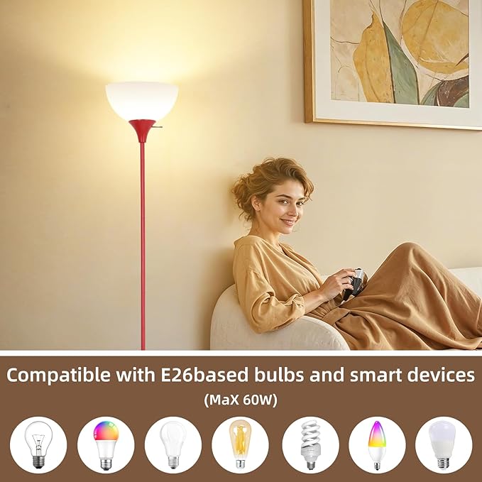 RISLG Standing Lamp, Floor Lamp, Dimmable Floor Lamps for Living Room Bedroom Study Office Kid’s Room (Red)