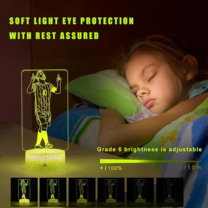 Argentina Soccer Player #10 3D Illsuion Lamp for Boys,16 Colors Changing Dimmable with Night Light，Football Fans Children's Day Gift，Football Fans for Children's Room Decoration (02)
